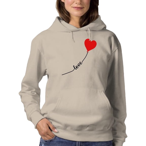Love Balloon Heart Lettering  Hoodie Women -Image by Shutterstock, Female Medium