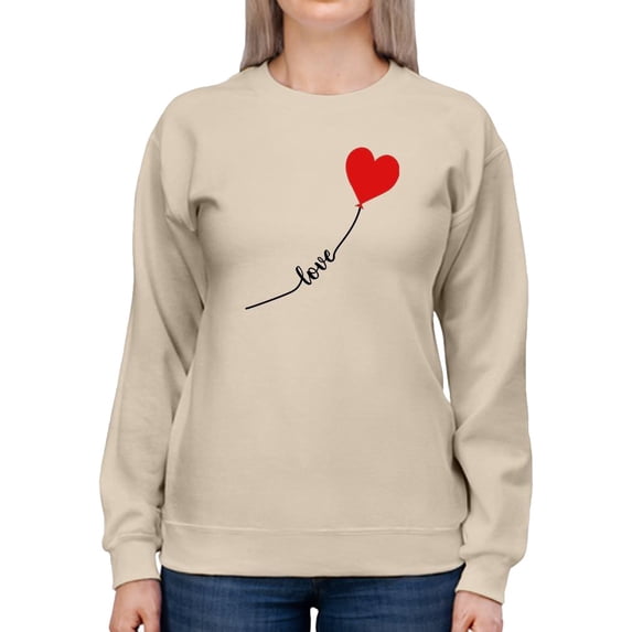 Love Balloon Heart Lettering Sweatshirt Women -Image by Shutterstock, Female Small