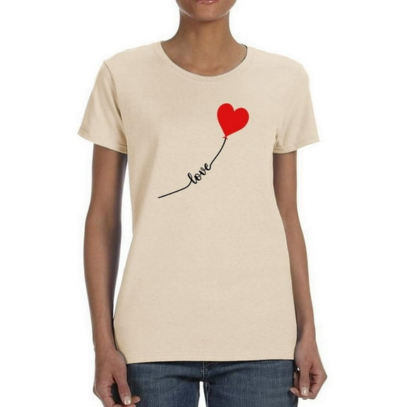 Love Balloon Heart Lettering T-Shirt Women -Image by Shutterstock, Female Medium