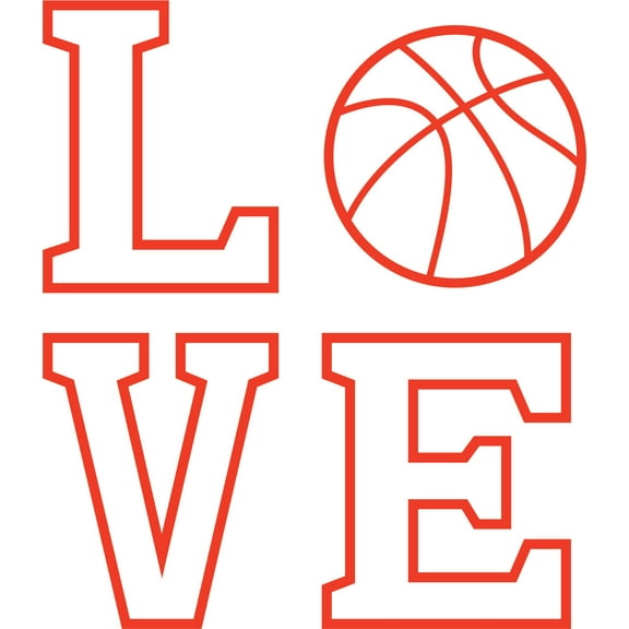 Love Balls Basketball Team Sports Customized Wall Decal - Custom Vinyl Wall Art - Personalized Name - Baby Girls Boys Kids Bedroom Wall Decal Room Decor Wall Stickers Decoration Size (20x20 inch)