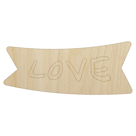 Love Banner Wood Shape Unfinished Piece Cutout Craft DIY Projects - 4.70 Inch Size - 1/8 Inch Thick