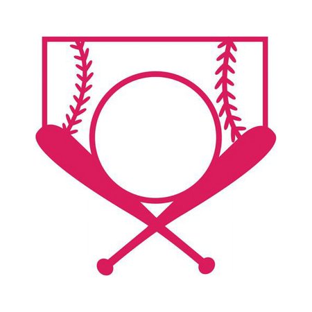 Love Baseball Cross Bats Decal Sticker | 5.5-Inches By 5.5-Inches | Hot Pink Vinyl