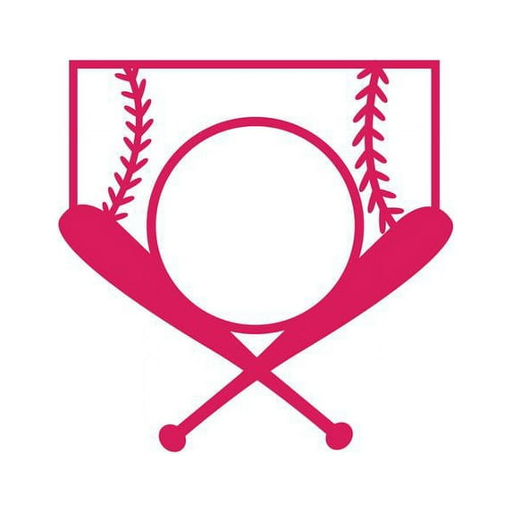 Love Baseball Cross Bats Decal Sticker | 5.5-Inches By 5.5-Inches | Hot Pink Vinyl