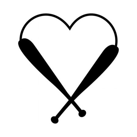 Love Baseball Heart Decal Sticker | 5.5-Inches By 5-Inches | Black Vinyl