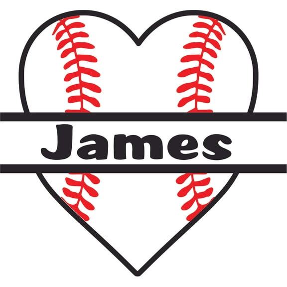 Love Baseball Heart Team Sports Customized Wall Decal - Custom Vinyl Wall Art - Personalized Name - Baby Girls Boys Kids Bedroom Wall Decal Room Decor Wall Stickers Decoration Size (30x30 inch)