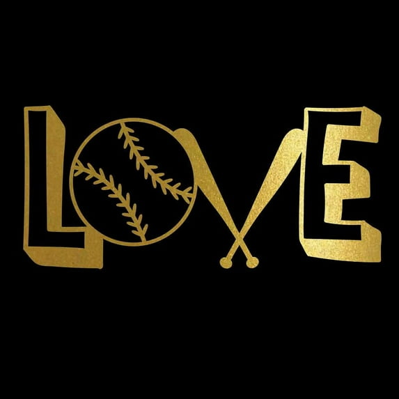 Love Baseball Spealled Out Decal Sticker | 5.5-Inches By 2.5-Inches | Gold Vinyl