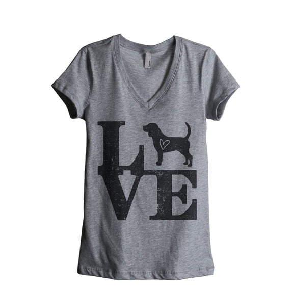 Love Beagle Women's Fashion Relaxed V-Neck T-Shirt Tee Heather Gray X-Large