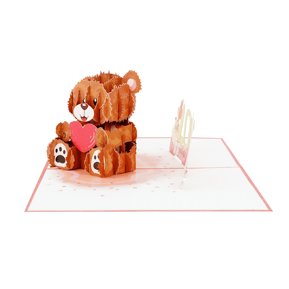 Love Bear Pop-Up Card With Love – 3D Handmade Greeting Card (6x8 inches) With Love From Vietnam