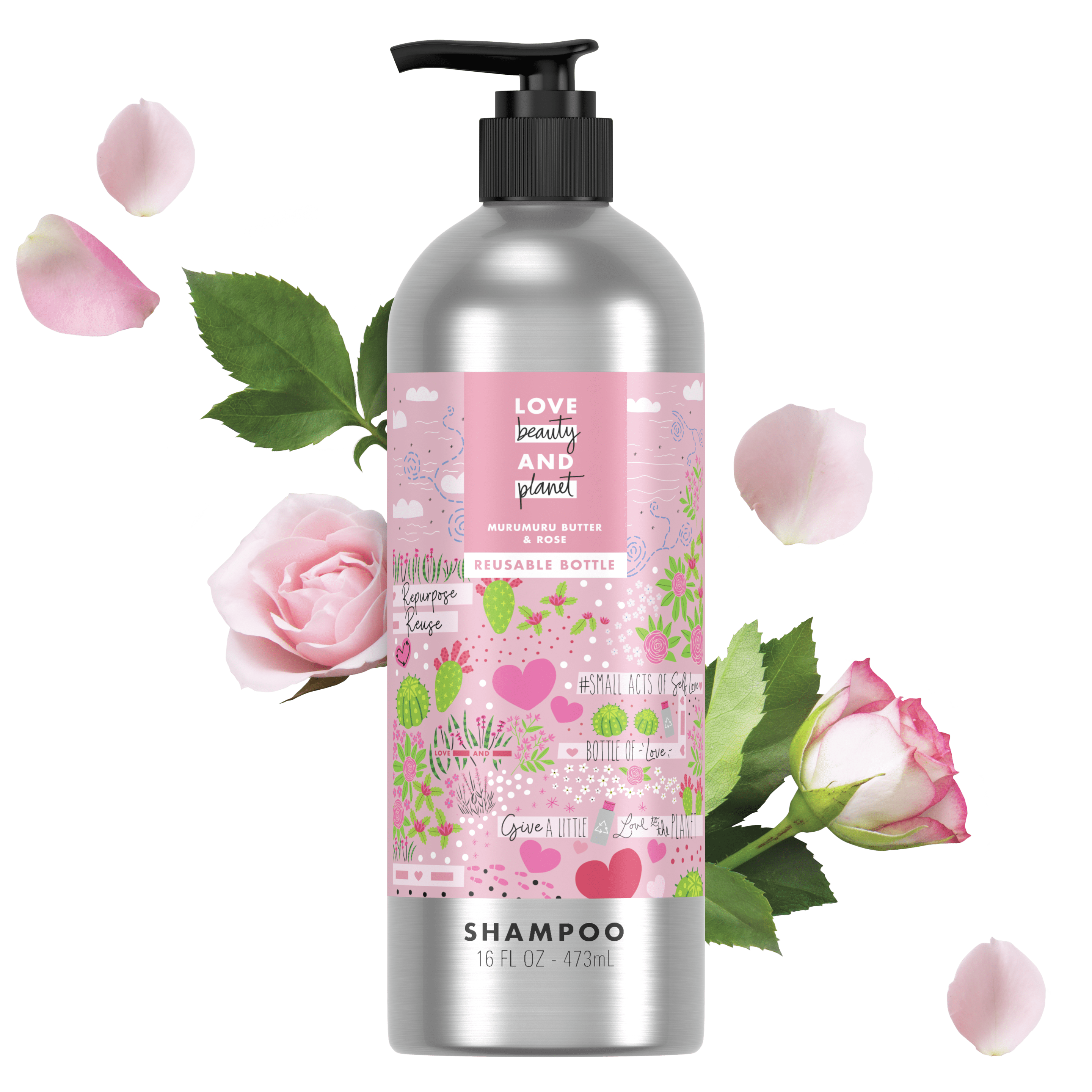 Love Beauty and Murumuru Butter & Rose Shampoo Reusable Bottle