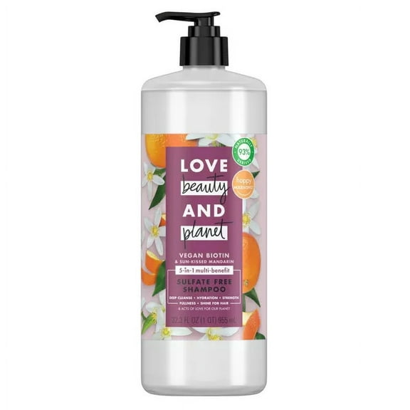 Love Beauty and Planet Nourishing Daily Shampoo for All Hair Types, Sun-Kissed Mandarin, 32.3 fl oz