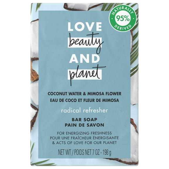 Love Beauty and Planet Radical Refresher Bar Soap Coconut Water and Mimosa Flower, 7oz, 4 Count