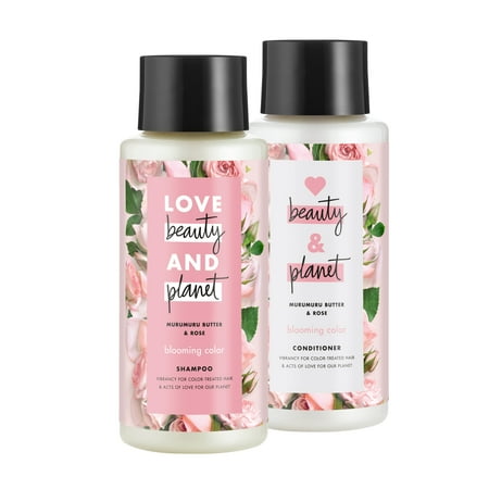 Love Beauty and Planet Silicone Free, Paraben Free and Vegan, Rose Shampoo and Conditioner for Color Treated Hair, 13.5 oz, 2 count