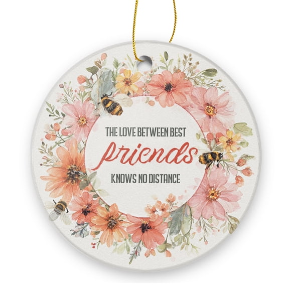 The Love Between Best Friends Knows No Distance - Christmas Ornament Xmas Keepsake Ceramic Ornaments Holiday Decorations for Tree Christmas Gift Ideas 2.95in