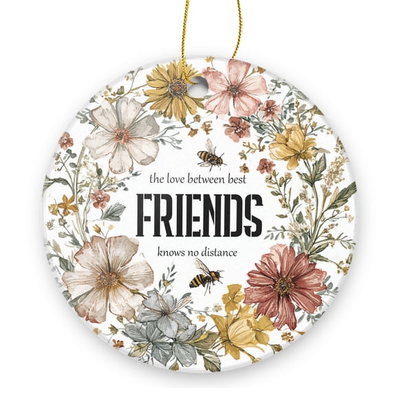 The Love Between Best Friends Knows No Distance - Christmas Ornament Xmas Keepsake Ceramic Ornaments Holiday Decorations for Tree Christmas Gift Ideas 2.95in
