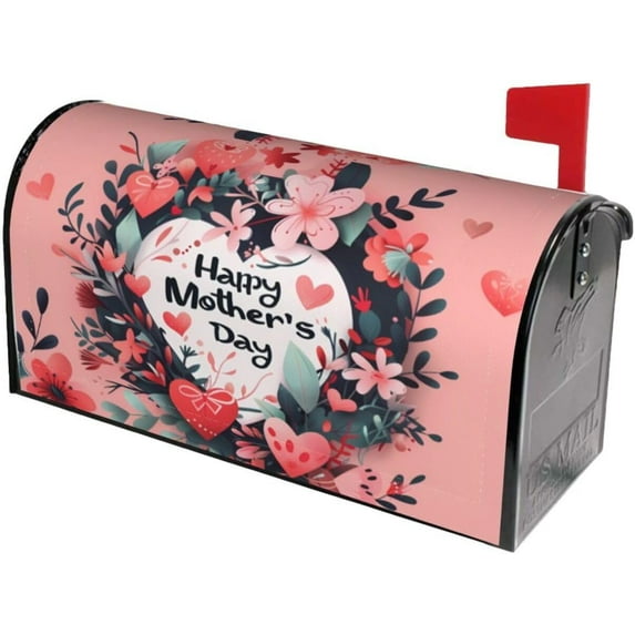 Love Best Mom Mailbox Covers, Happy Mothers Day Magnetic Post Box Cover Wraps Large Size 25.5x21 in for Garden Yard Decor