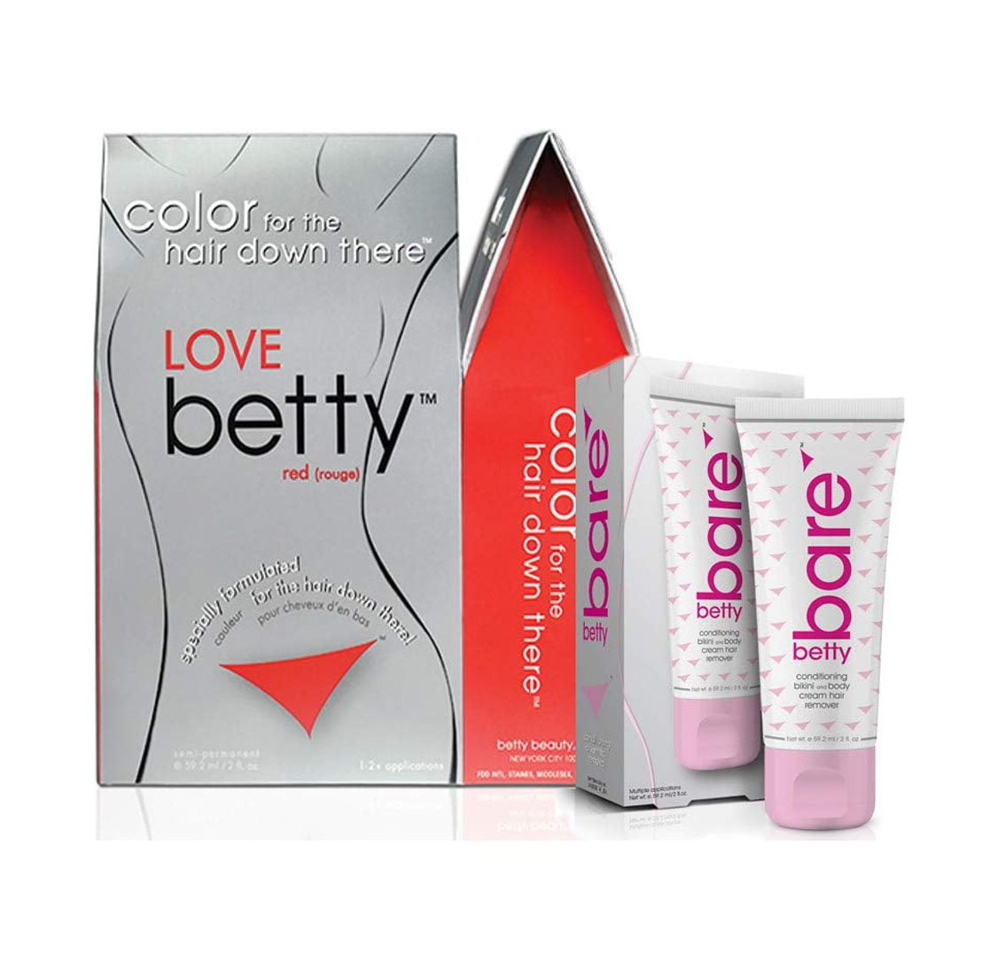 Love Betty - Hair Color for the Hair Down There Kit - Red with BettyBare  Hair Remover Cream - Walmart.com