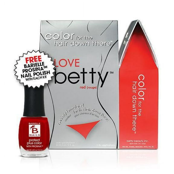 Love Betty - Hair Color for the Hair Down There Kit - Red with Free Prosina Nail Polish