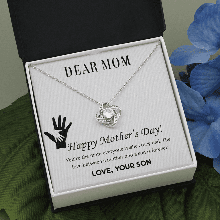 Mother's Day Necklace - Love Knot Necklace - Mother And Son Happy