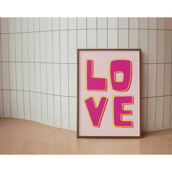 Love Big Words Bold Typography Colorful Wall Art Poster