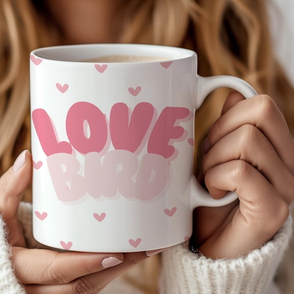 Love Bird Mug, Cute Valentine's Day Coffee Cup, Romantic Gift for Couples