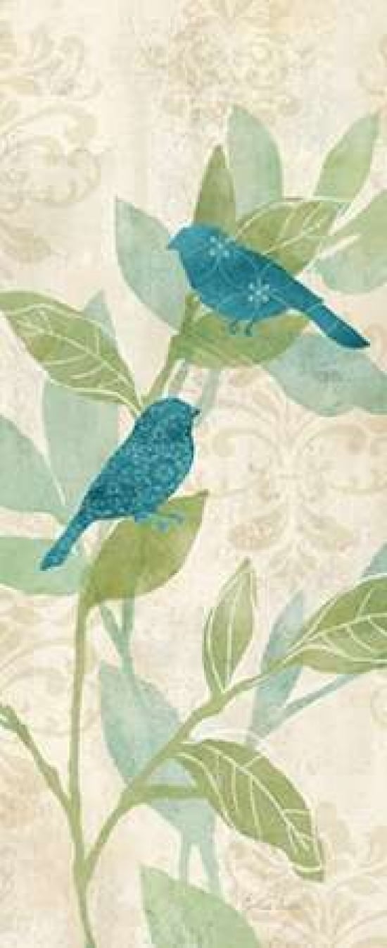 Love Bird Patterns Turquoise Panel I Canvas Art - Cynthia Coulter (24 x 48)