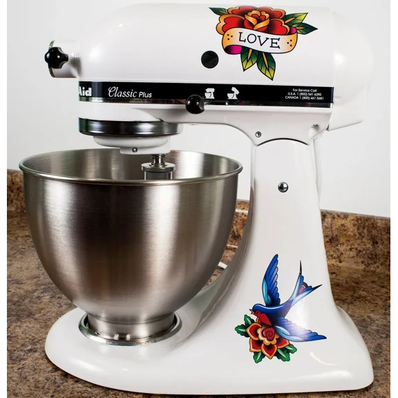 Love Bird Tattoo Art Style Kitchenaid Mixer Mixing Machine Decal Art Wrap
