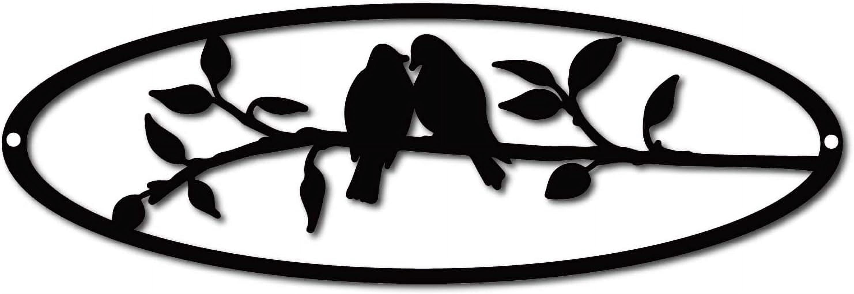 Love Birds on a Branch Metal Wall Decor Birds Wall Art Silhouette Iron ...