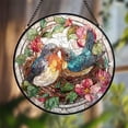 thumbnail image 1 of Love Birds Glass Suncatcher, Romantic Bird Couple Nest Art, Nature Home Decor, 3.5 in, 1 of 3