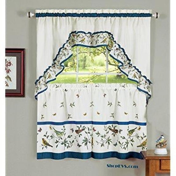 Love Birds Kitchen Curtain with Swag and Tier Set 36 In #1656