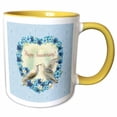 thumbnail image 1 of 3drose, Love Birds on Beautiful Blue Flowers, Heart Shape, Happy Anniversary, 15oz Two-tone Yellow Mug, 1 of 6
