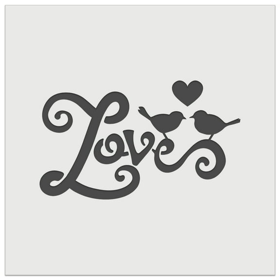 Love Birds on Text with Heart DIY Cookie Wall Craft Stencil - 4.5 Inch