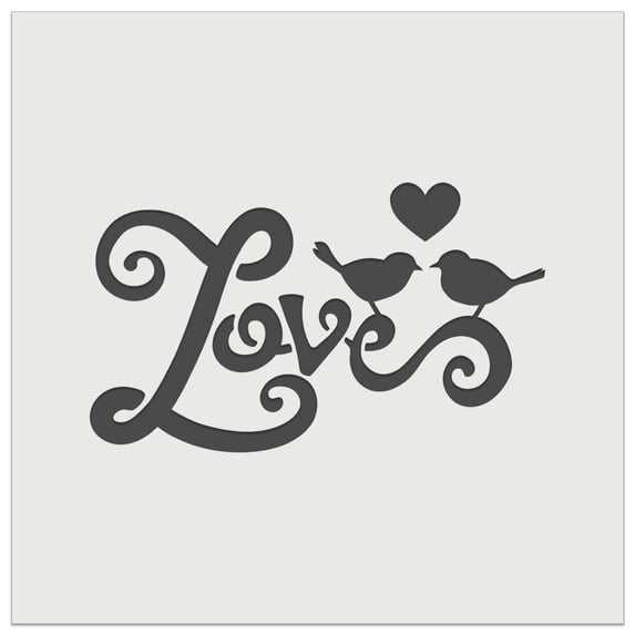 Love Birds on Text with Heart DIY Cookie Wall Craft Stencil - 5.5 Inch