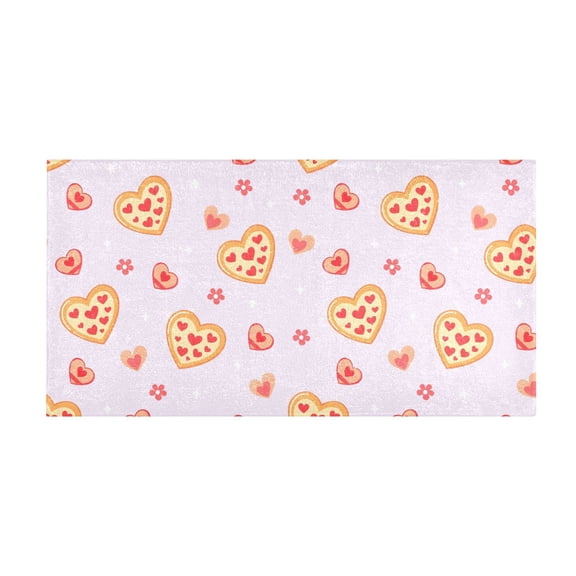 Love Biscuit Flower Pattern Bath Mat 39x20 Inch Soft Absorbent Non-Slip Plush Bathroom Rug for Floor