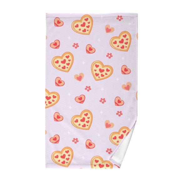Love Biscuit Flower Pattern Bath Towel 100% Cotton Soft Thick High Absorbency Hand Face Towel Single Pack 16x28in