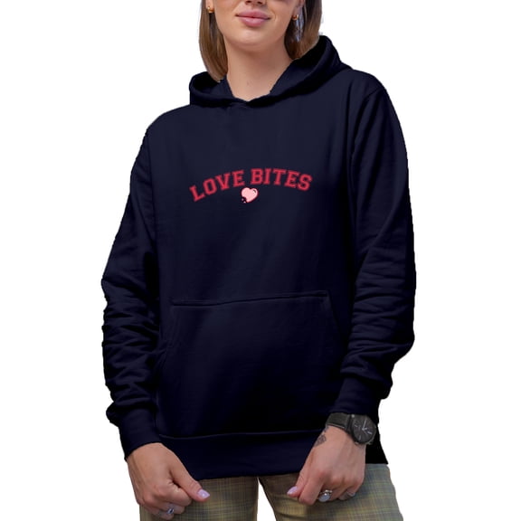 Love Bites Romantic Holiday Perfect Gift, Navy Hooded Sweatshirt or Hoodie, 2XL