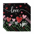 thumbnail image 1 of Love Black, Cloth Napkins, Saint Valentine's Heart Boho Dot Plaid Stripe Washable and Reusable Dinner Napkins Set of 4, Table Napkin for Kitchen Party Birthday Wedding Hotel Housewarming 20"x20", 1 of 8