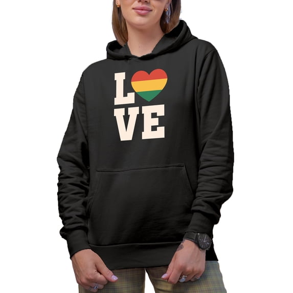 Love, Black History Month Heart Art Merch Gift, Black Hooded Sweatshirt or Hoodie, 2XL