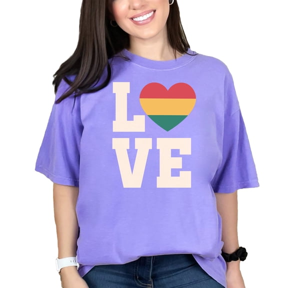 Love, Black History Month Heart Art, Violet Comfort Colors T-Shirt, 3XL
