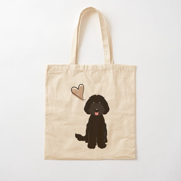Love Black Labradoodle Cotton Tote Bag Canvas Tote Bag, Family Gift For Mother, Her