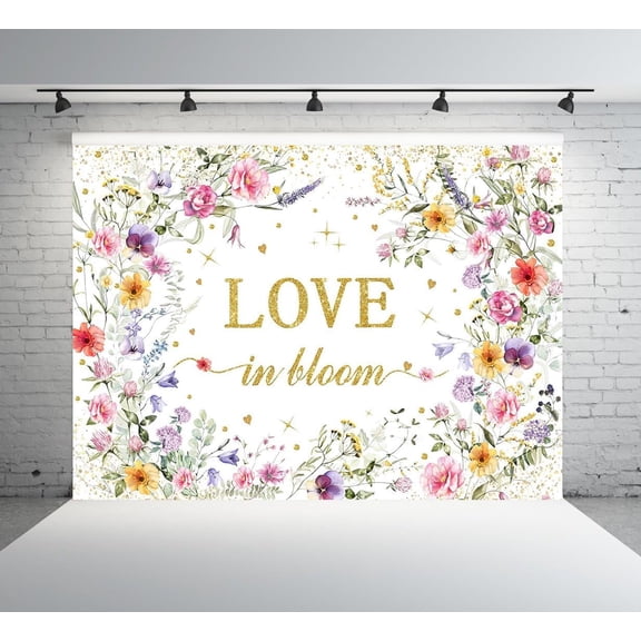 Love in Bloom Bridal Shower Backdrop Wildflower Wedding Bridal Shower Banner Background Spring Floral Engagement Wedding Bachelorette Party Photo Decor Supplies