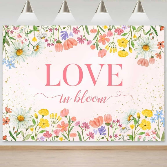 Love in Bloom Bridal Shower Decorations Wildflower Wedding Shower Backdrop Pink Love in Bloom Engagement Party Background Spring Floral Wedding Bachelorette Party Decorations Supplies