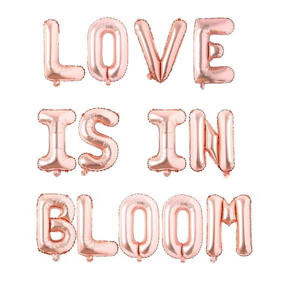 Love is in Bloom Rose Gold Balloon Banner for Bridal Shower Engagement Wedding Bachelorette Valentine Mother's Day Baby Shower Birthday Party Supplies Decorations, Photo Props