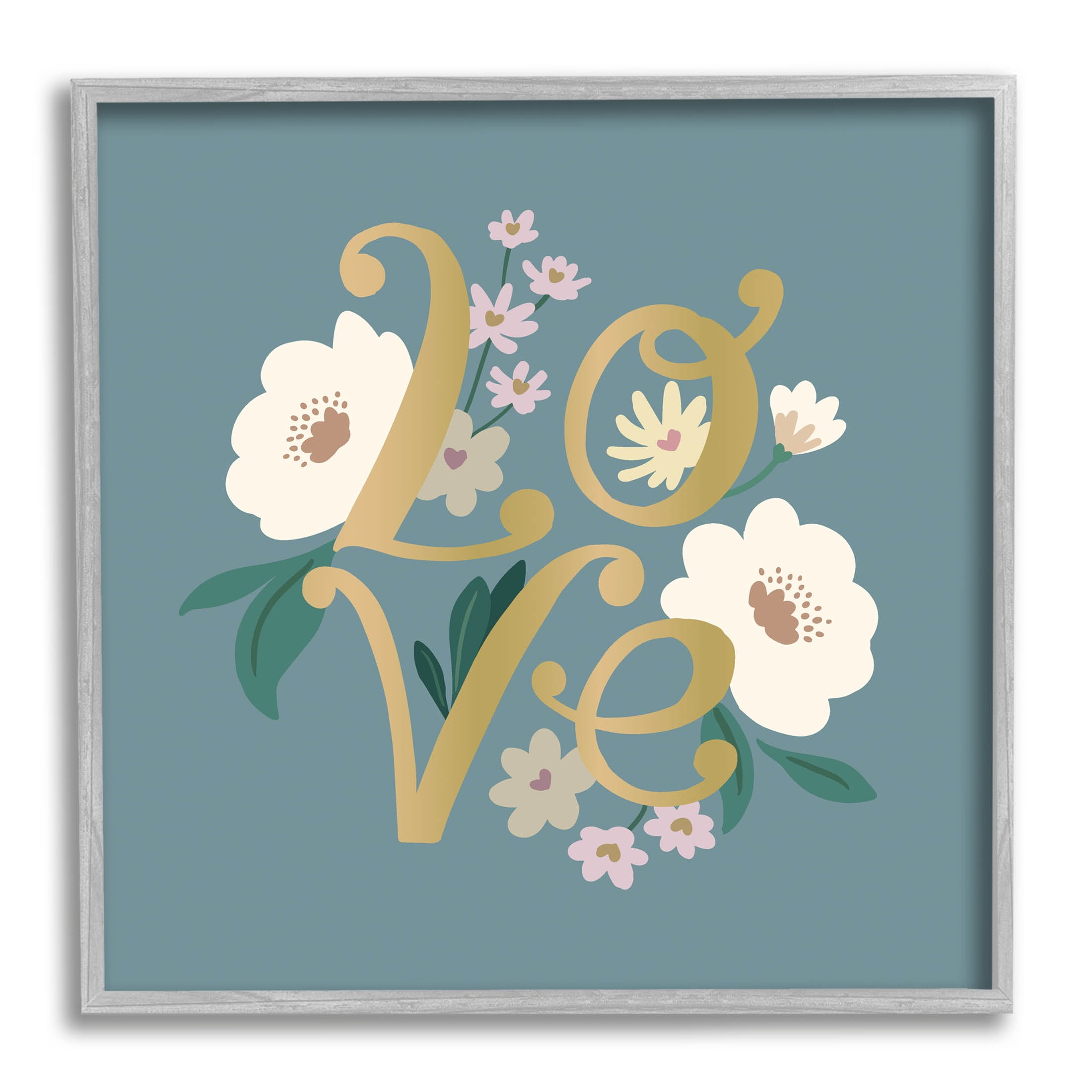 Love Blooming Florals Arrangement Botanical & Floral Graphic Art Gray Framed Art Print Wall Art