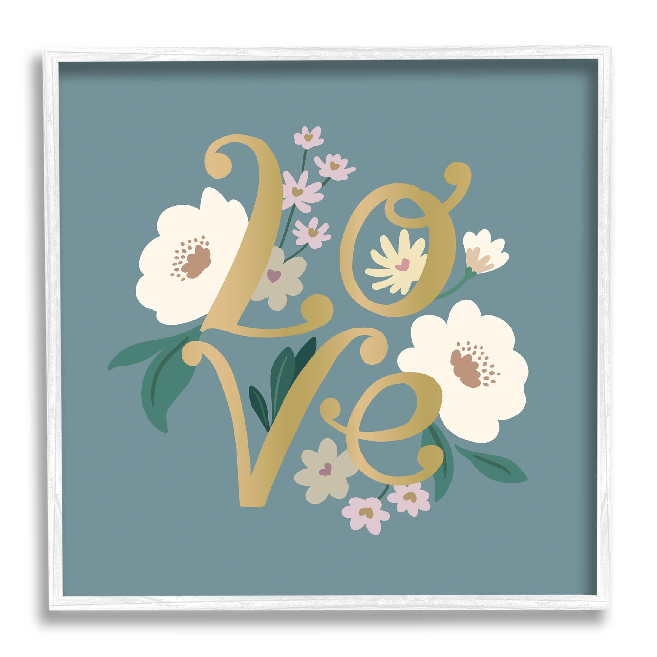 Love Blooming Florals Arrangement Botanical & Floral Graphic Art White Framed Art Print Wall Art