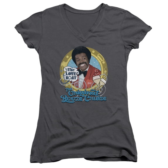 Love Boat Original Booze Cruise Junior Women's V-Neck T-Shirt Charcoal