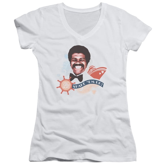 Love Boat Shake Em Up Junior Women's V-Neck T-Shirt White