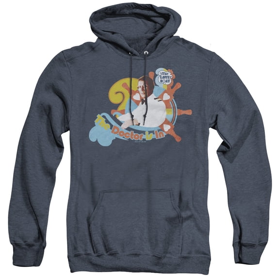 Love Boat The Doctor Is In Adult Heather Hoodie Sweatshirt Navy