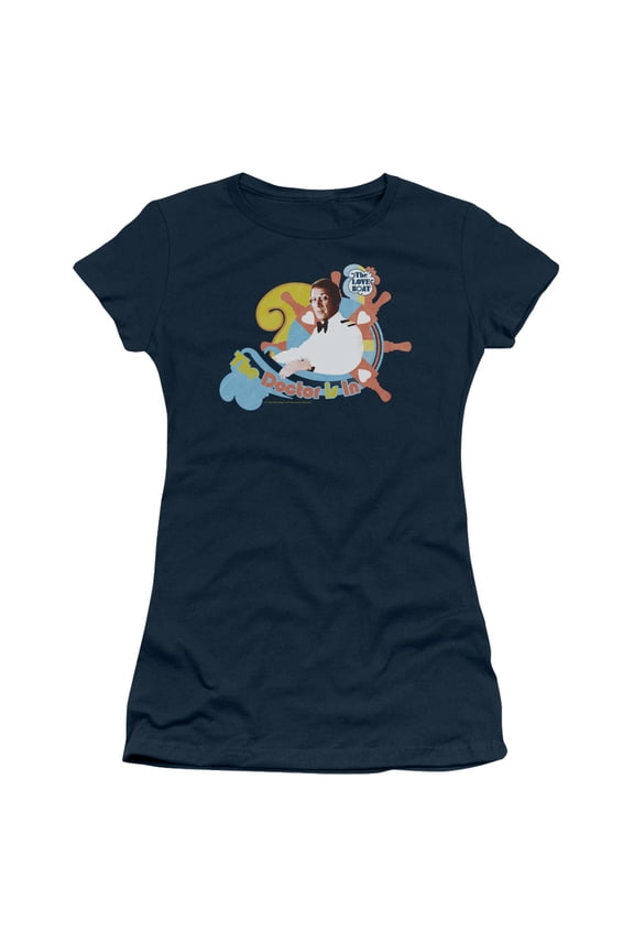 Love Boat The Doctor Is In Junior Women's Sheer T-Shirt Navy