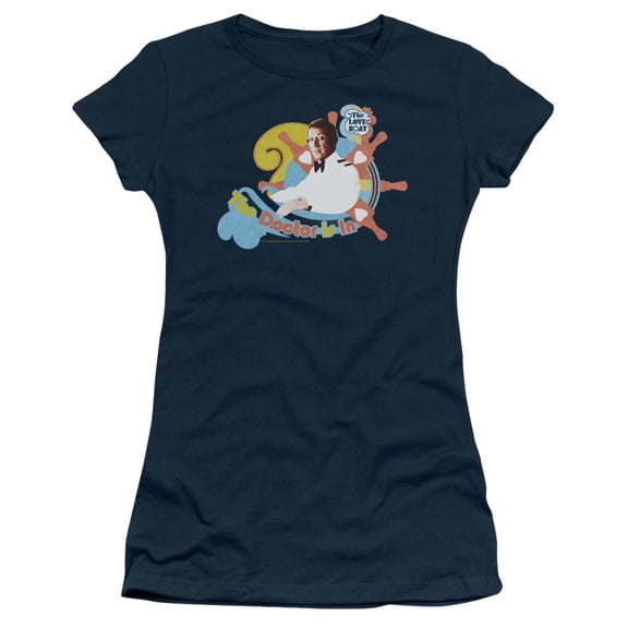 Love Boat The Doctor Is In Junior Women's Sheer T-Shirt Navy