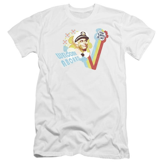 Love Boat Welcome Aboard Premium Canvas Adult Slim Fit 30/1 T-Shirt White